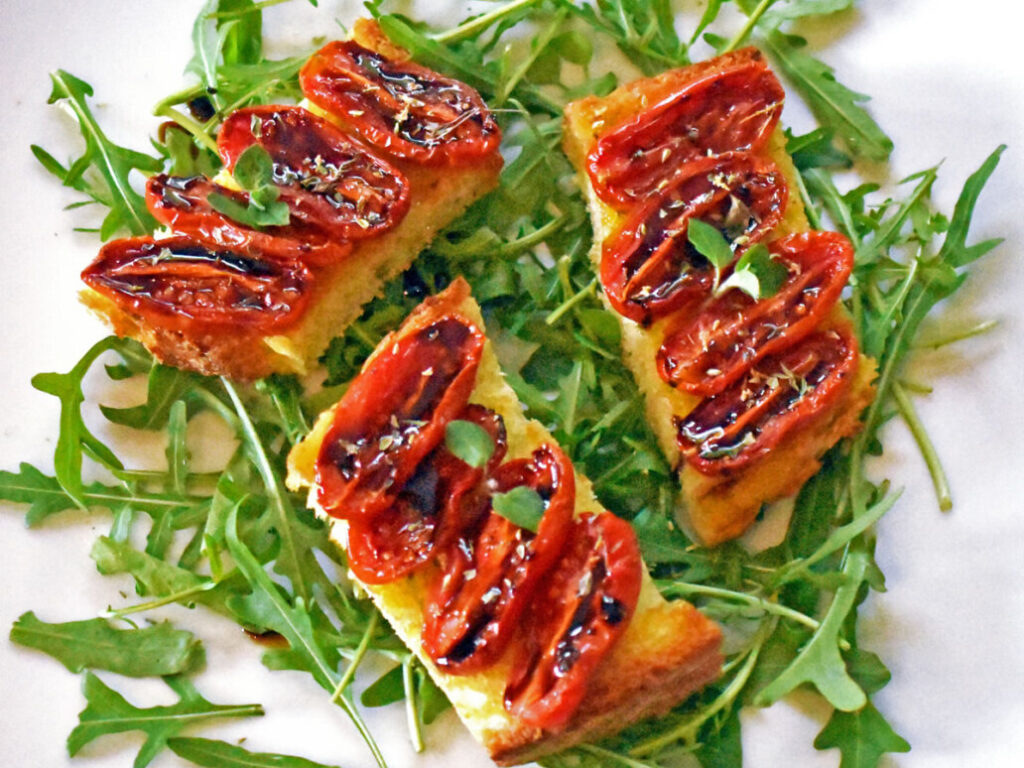 Ricetta bruschette con pomodorini confit e Aceto Balsamico di Modena IGP sigillo Platino